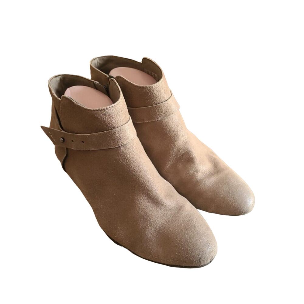 Clarks Chestnut Boylan Dawn Suede Side Zip Block Heels Ankle Boots Womans SZ 10M